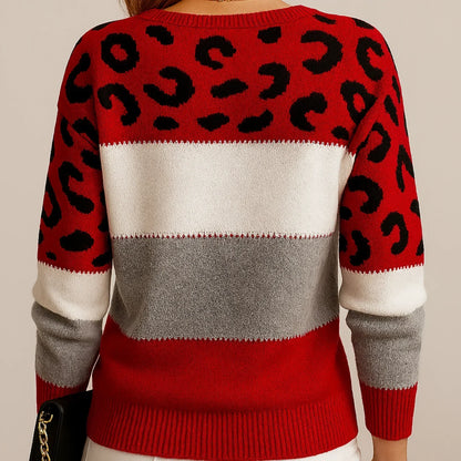 Knitted sweater with leopard pattern
