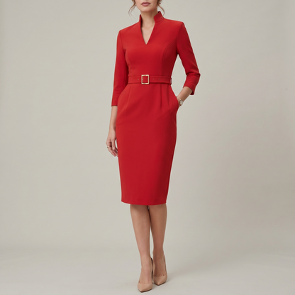 Refined dress with belt