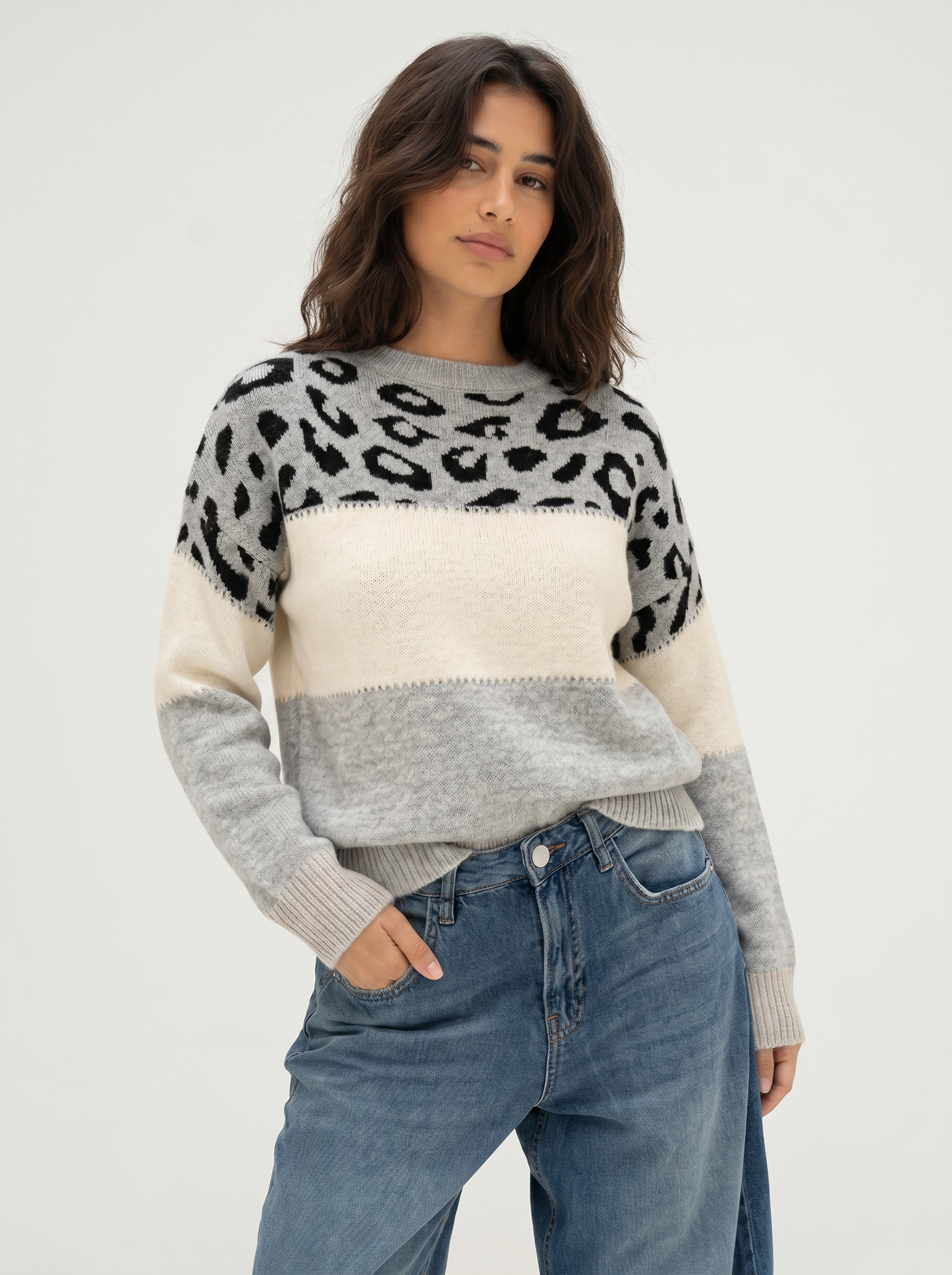 Knitted leopard sweater